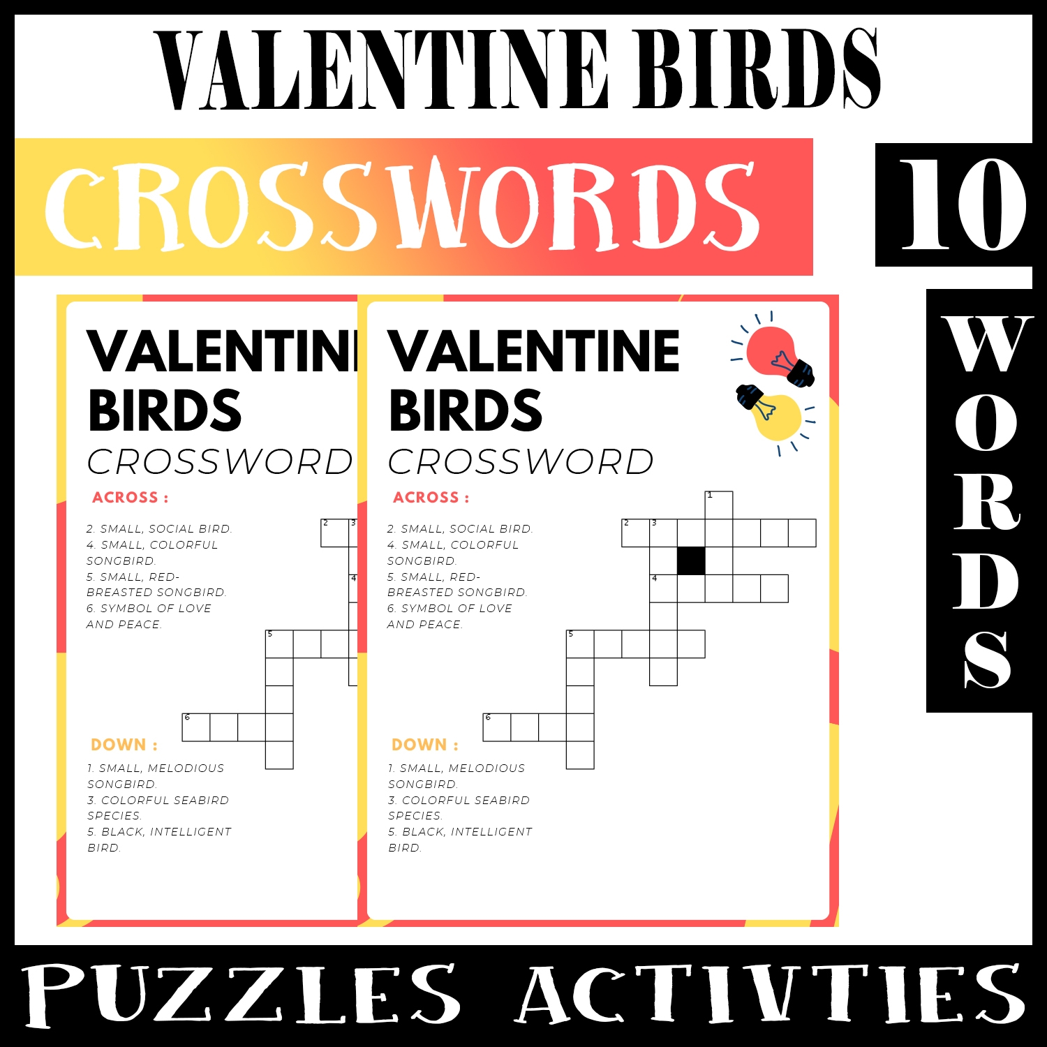 Love No Prep Crossword Puzzle Worksheet Activity For Morning Work Made By Teachers