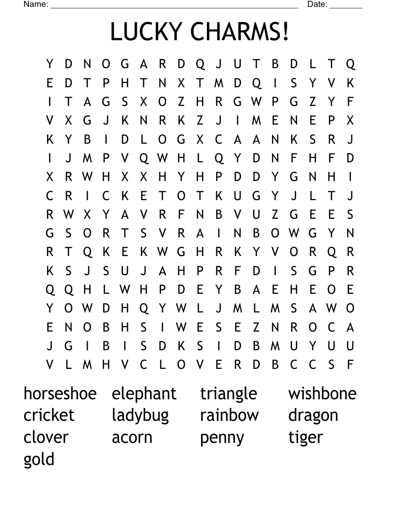 Lucky Things Word Search WordMint