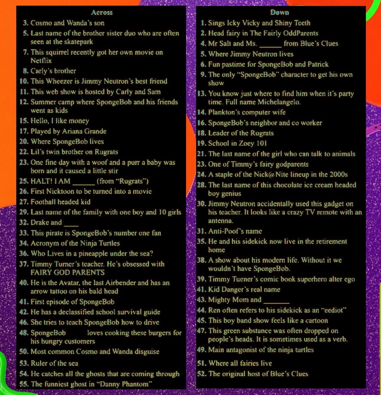 Made A Big Nickelodeon Crossword Puzzle R nickelodeon