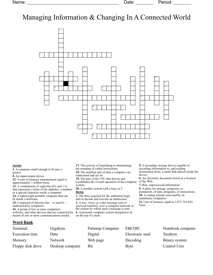 Managing Information Changing In A Connected World Crossword WordMint