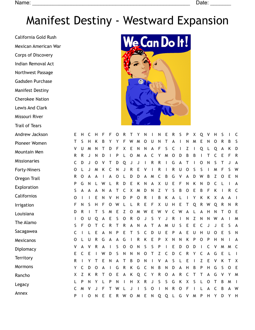 Manifest Destiny Crossword WordMint