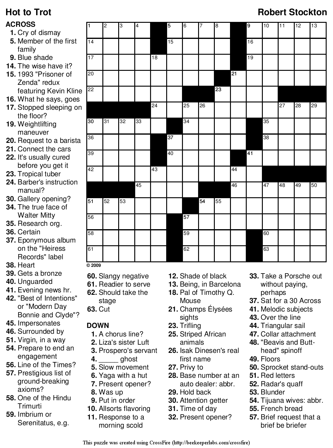 March 2009 Beekeeper Crosswords