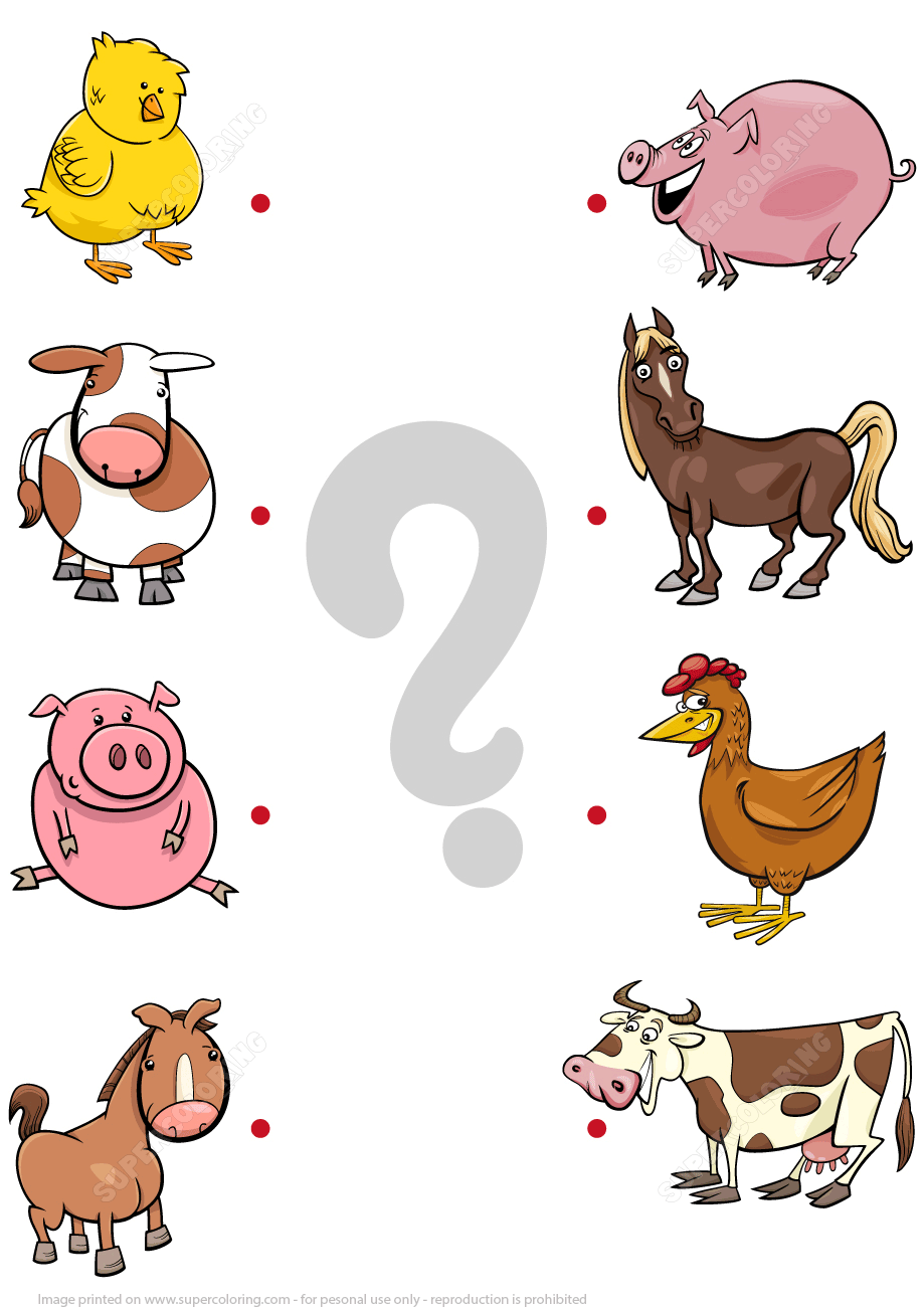 Match Baby Animals With Their Parents Puzzle Free Printable Worksheets