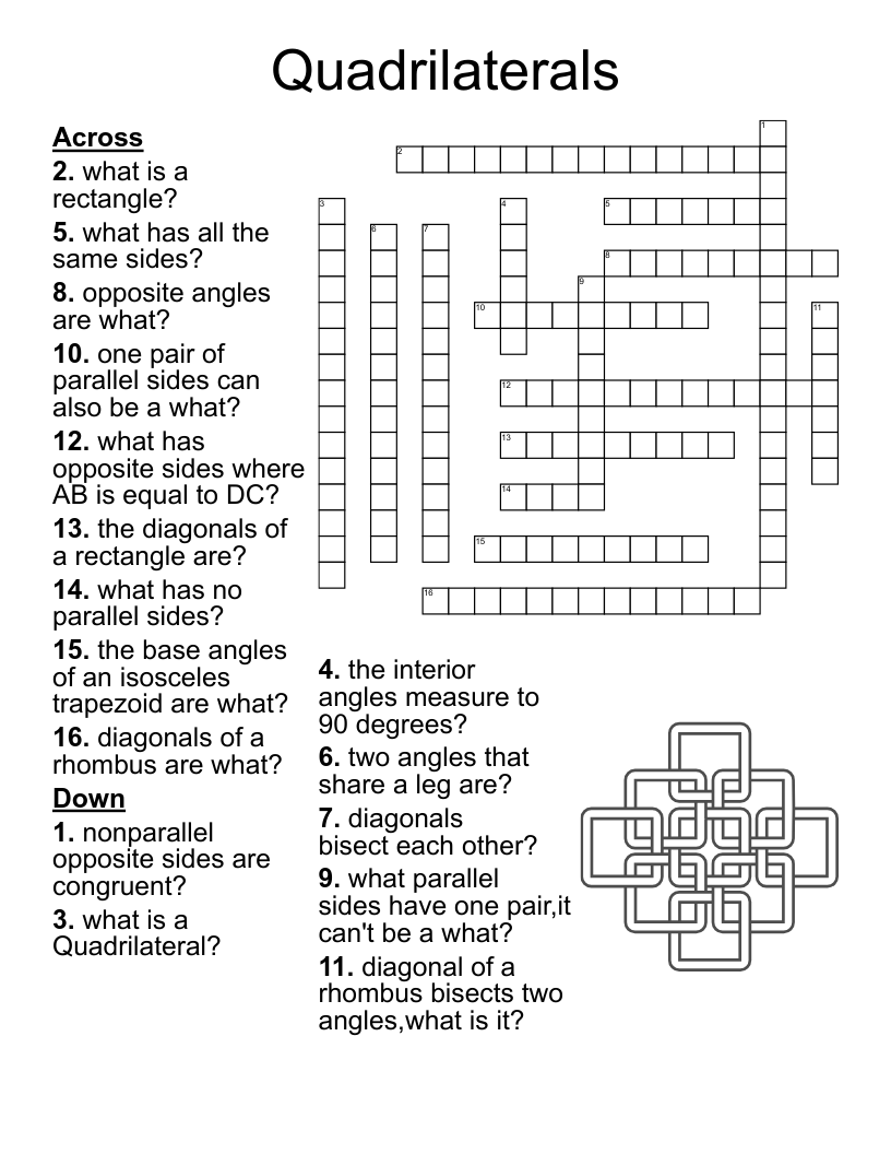 Math Extra Credit Crossword WordMint