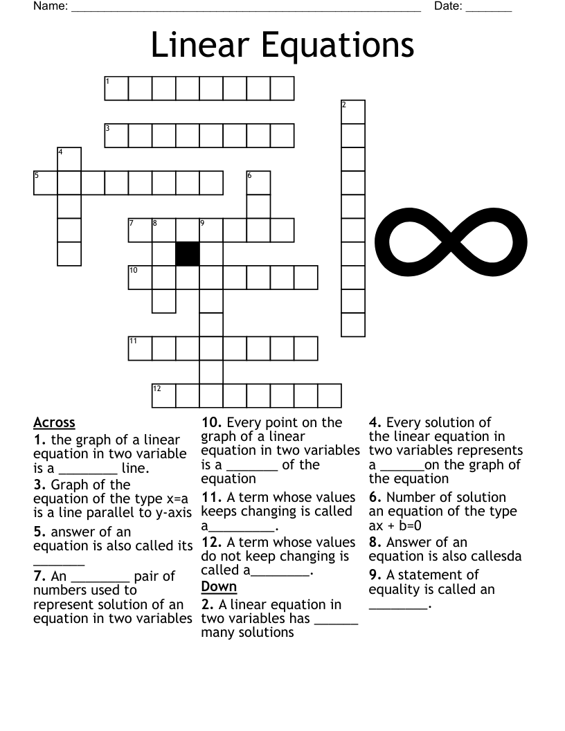 Math Terms Crossword Puzzle WordMint