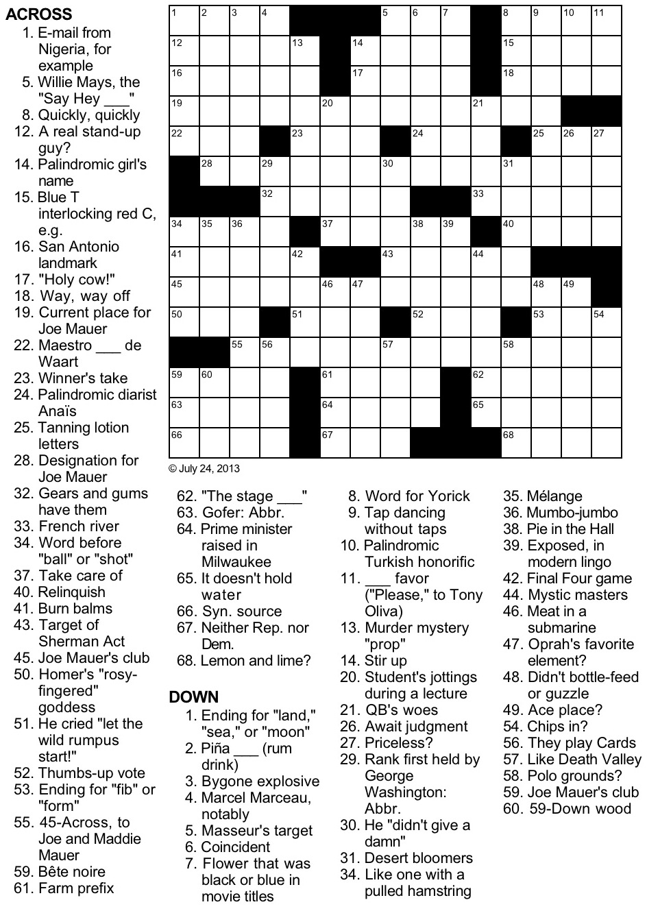 Mauer s Double Crossword Puzzles