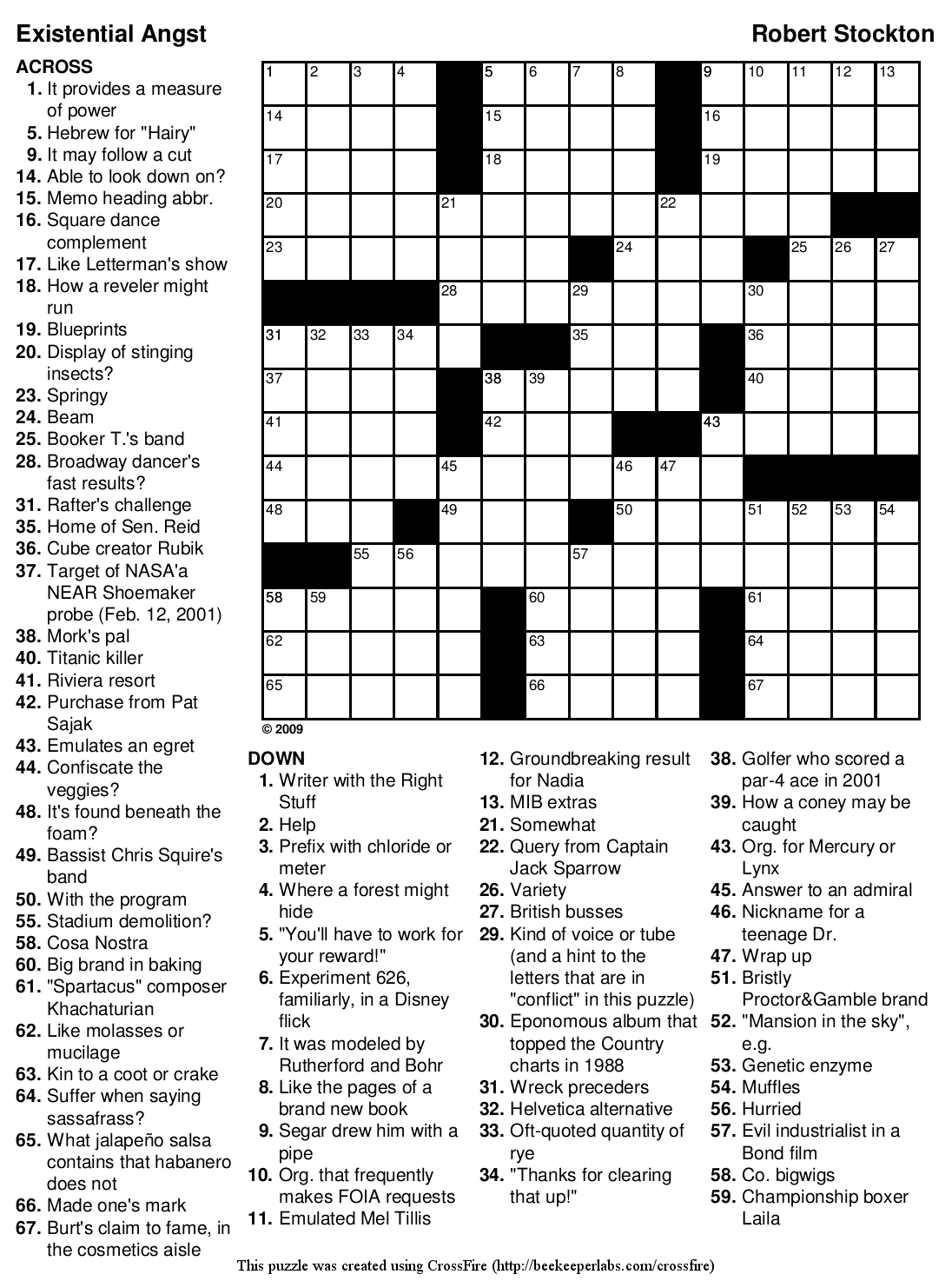 May 2009 Beekeeper Crosswords May 2009 Beekeeper Crosswords