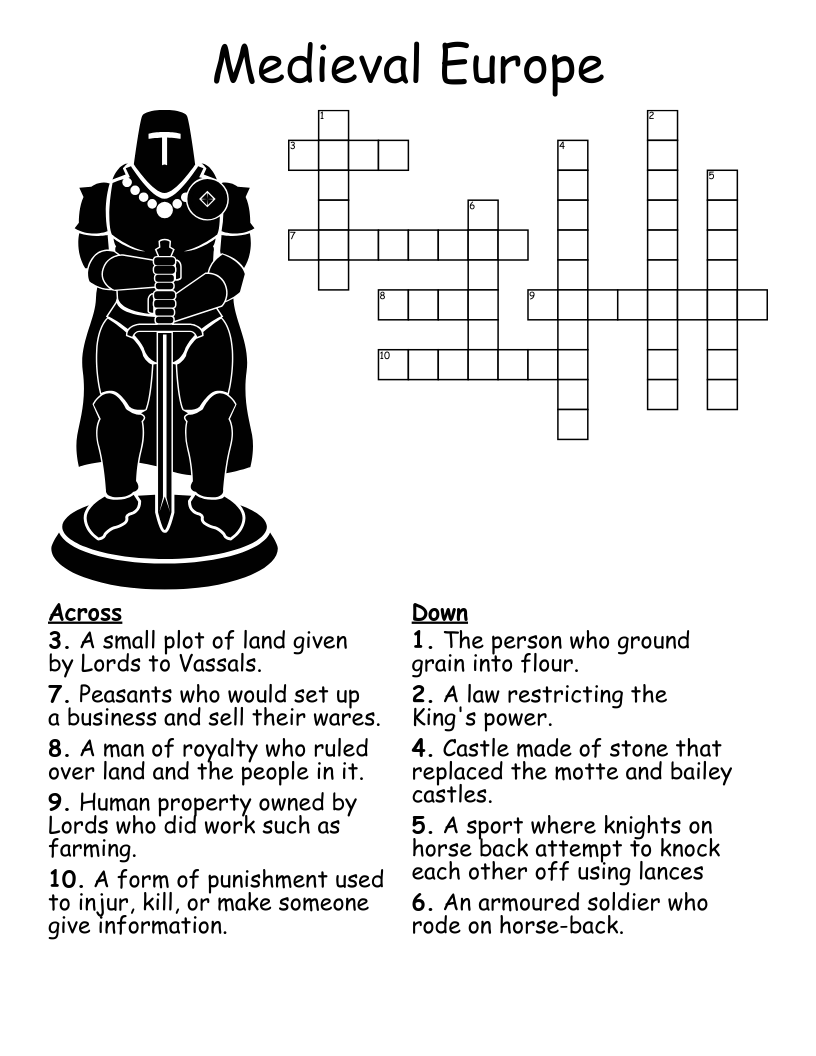 Medieval Europe Crossword WordMint