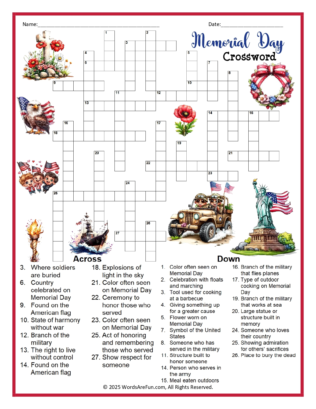 Memorial Day Crossword Puzzle