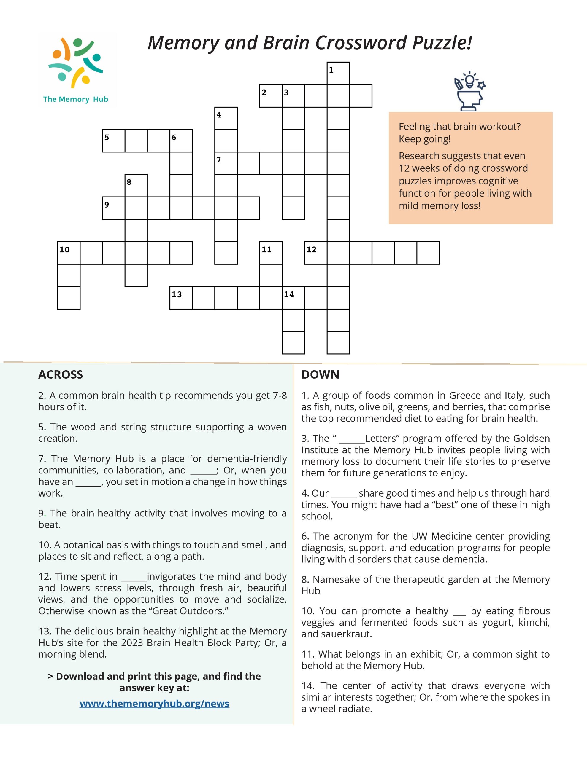 Memory And Brain Crossword Puzzle The Memory Hub