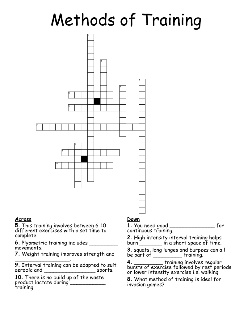 Methods Of Training Crossword WordMint