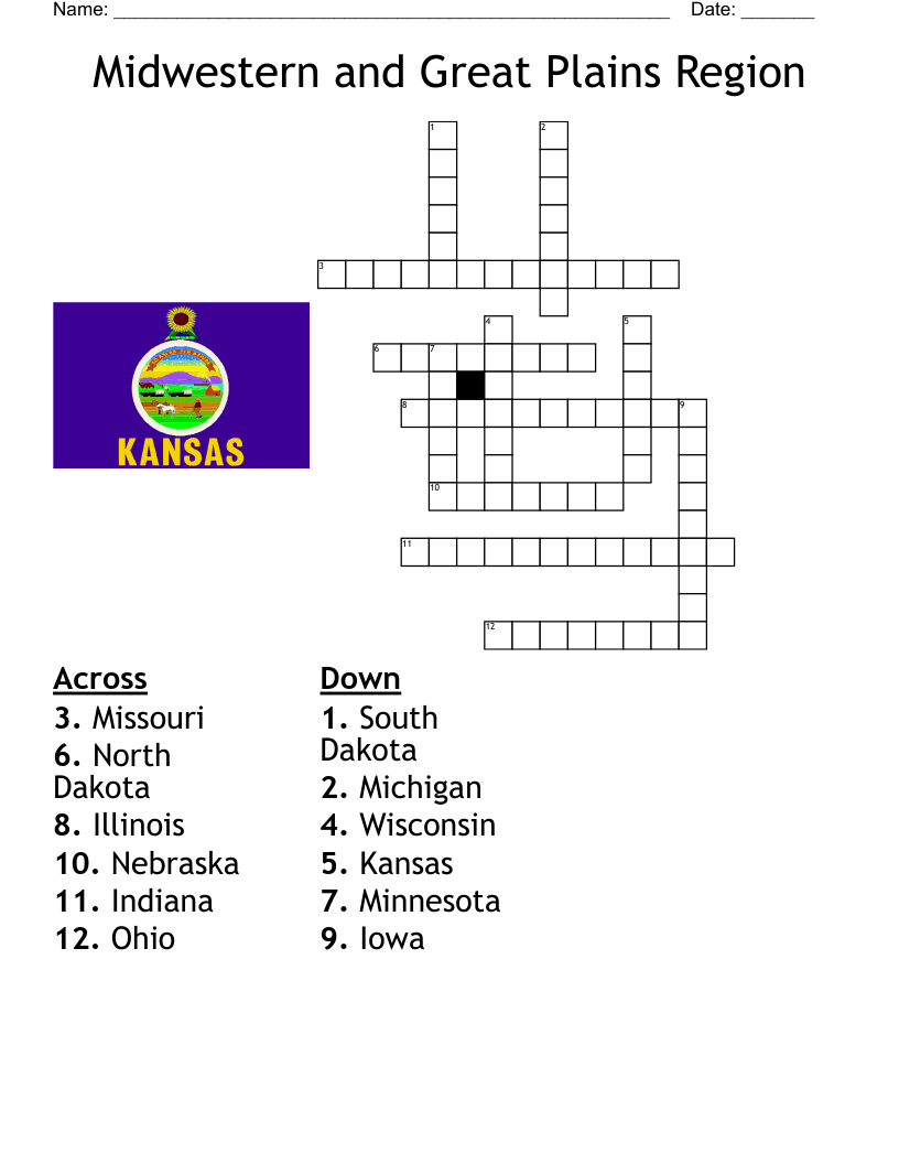 Midwestern States Crossword WordMint