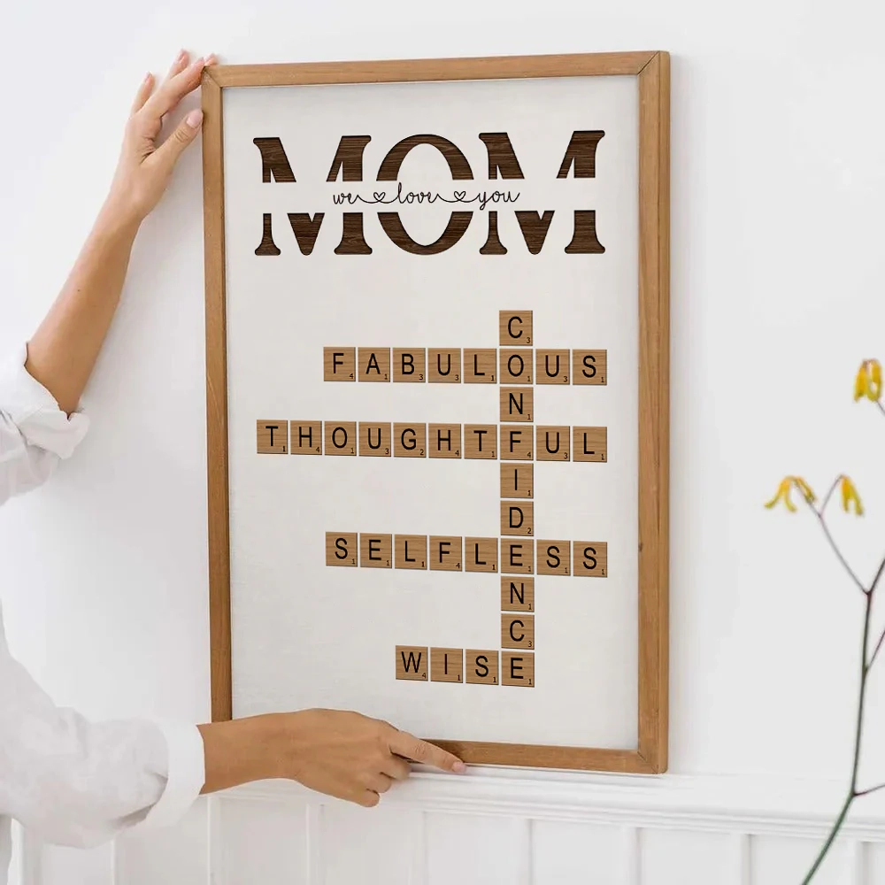 MOM Words Art Why We Love You Crossword Puzzle Personalized Poster C Suzitee Store