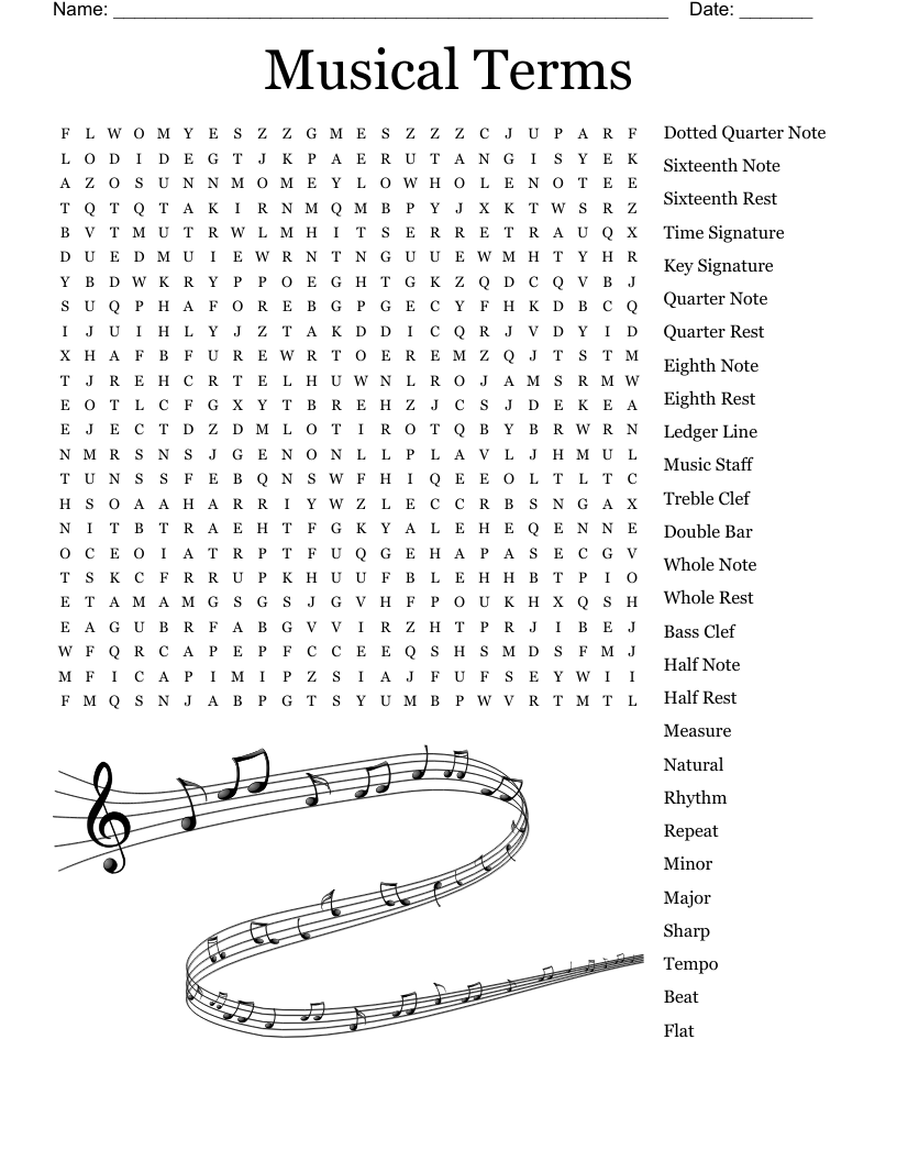 Musical Crossword Puzzle WordMint