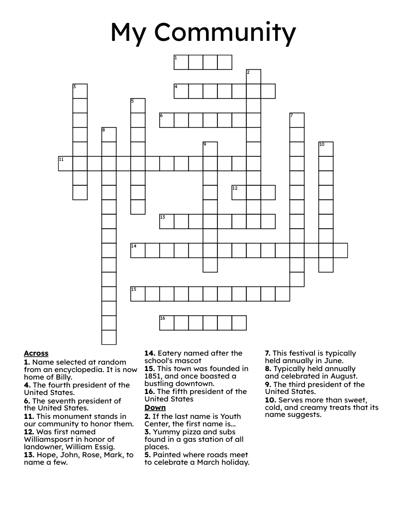 My Community Crossword WordMint