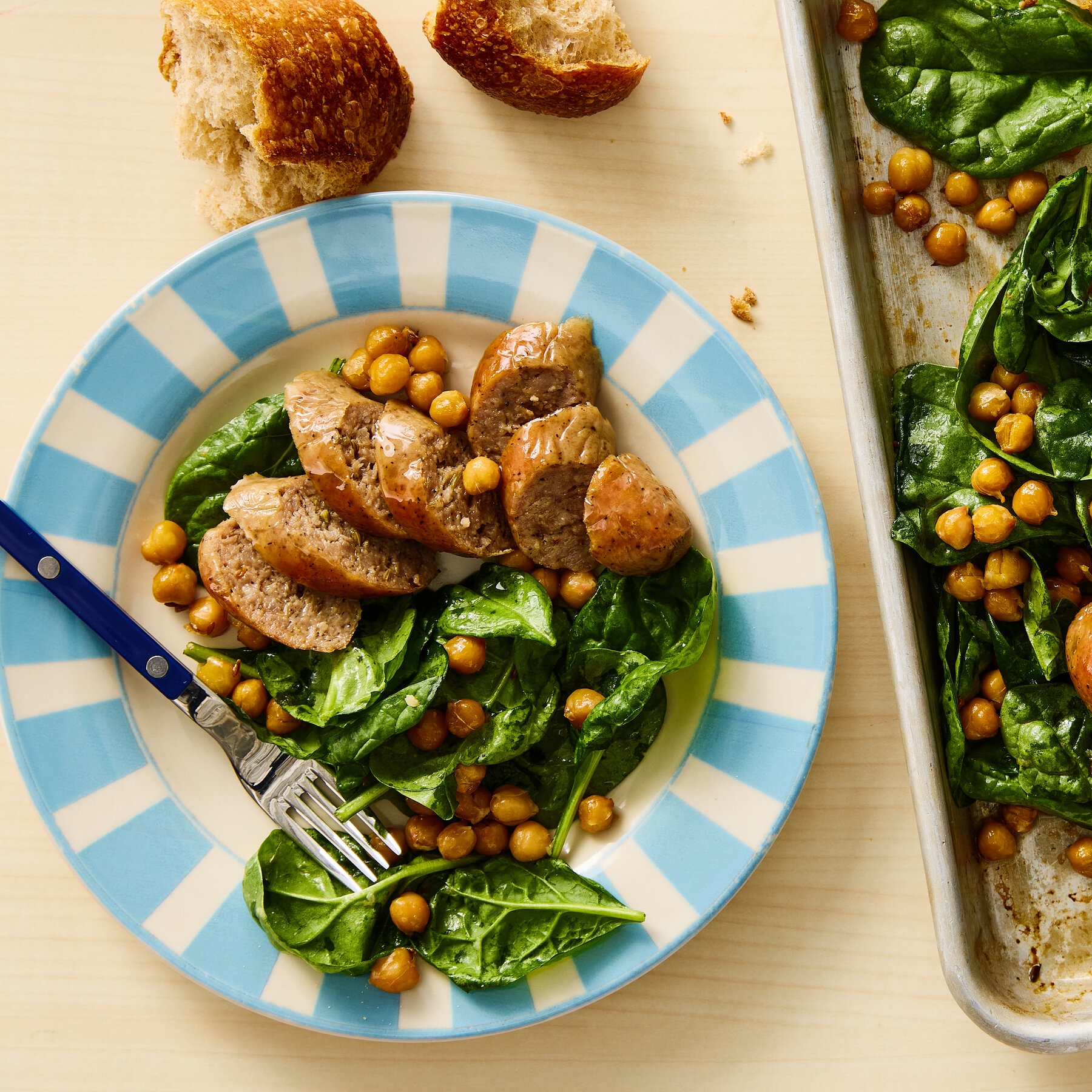 My Dead Simple Roasted Sausages With Chickpeas And Spinach The New York Times
