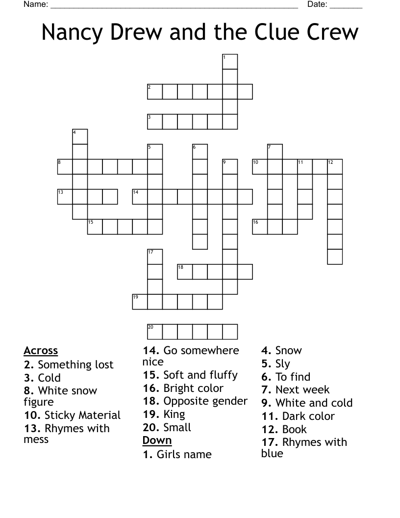 Nancy Drew Mystery Word Search WordMint