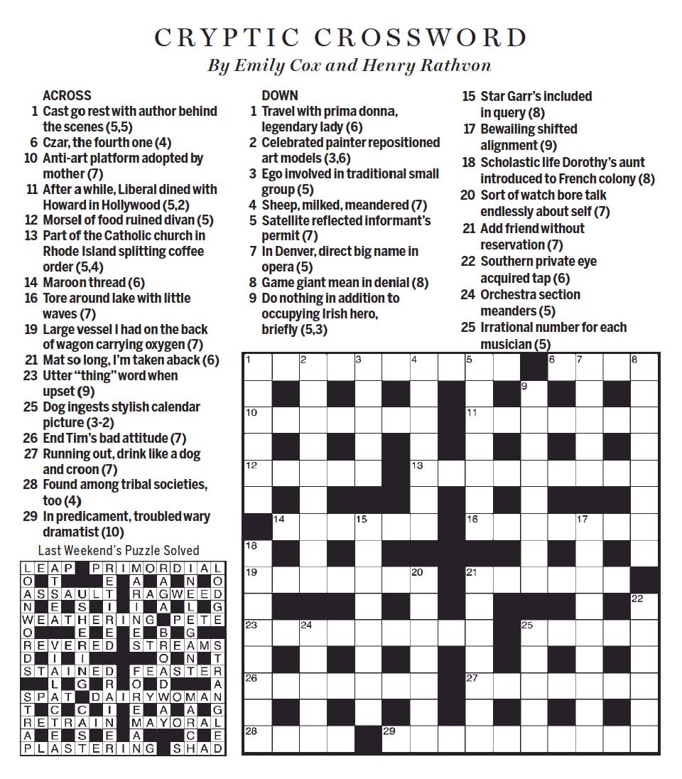 National Post Cryptic Crossword Forum Saturday May 1 2021 The Right Stuff