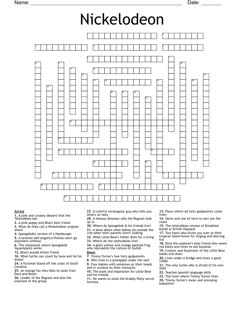 Nickelodeon Crossword WordMint