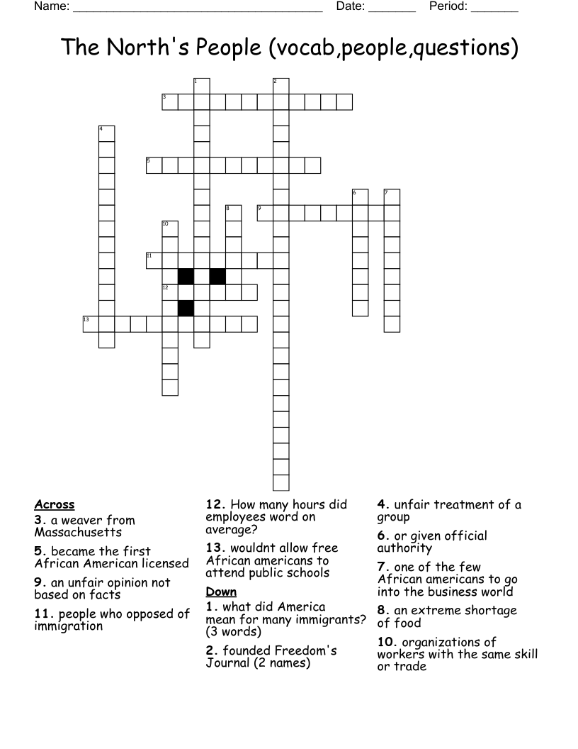 North And South Crossword WordMint