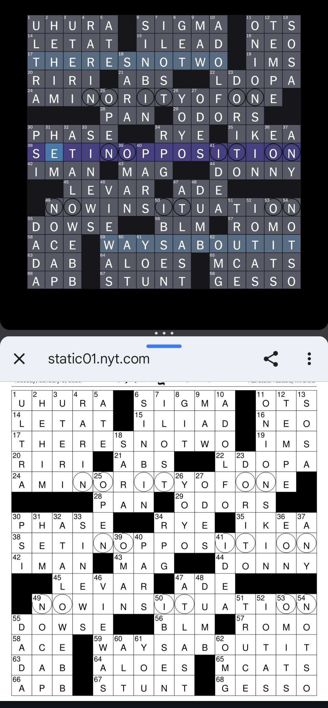 NYT Tuesday 01 06 2026 Discussion R crossword