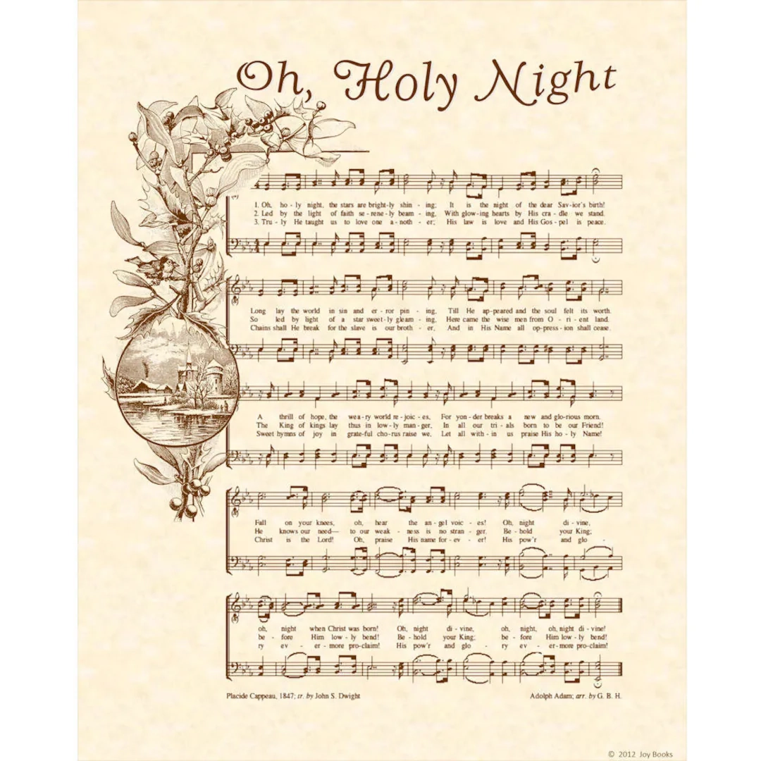 OH HOLY NIGHT 11x14 Hymn On Parchment Wall Art Vintage Verses Sheet Music Christmas Carol O Night Divine Holiday Home Office Decor Faith Etsy