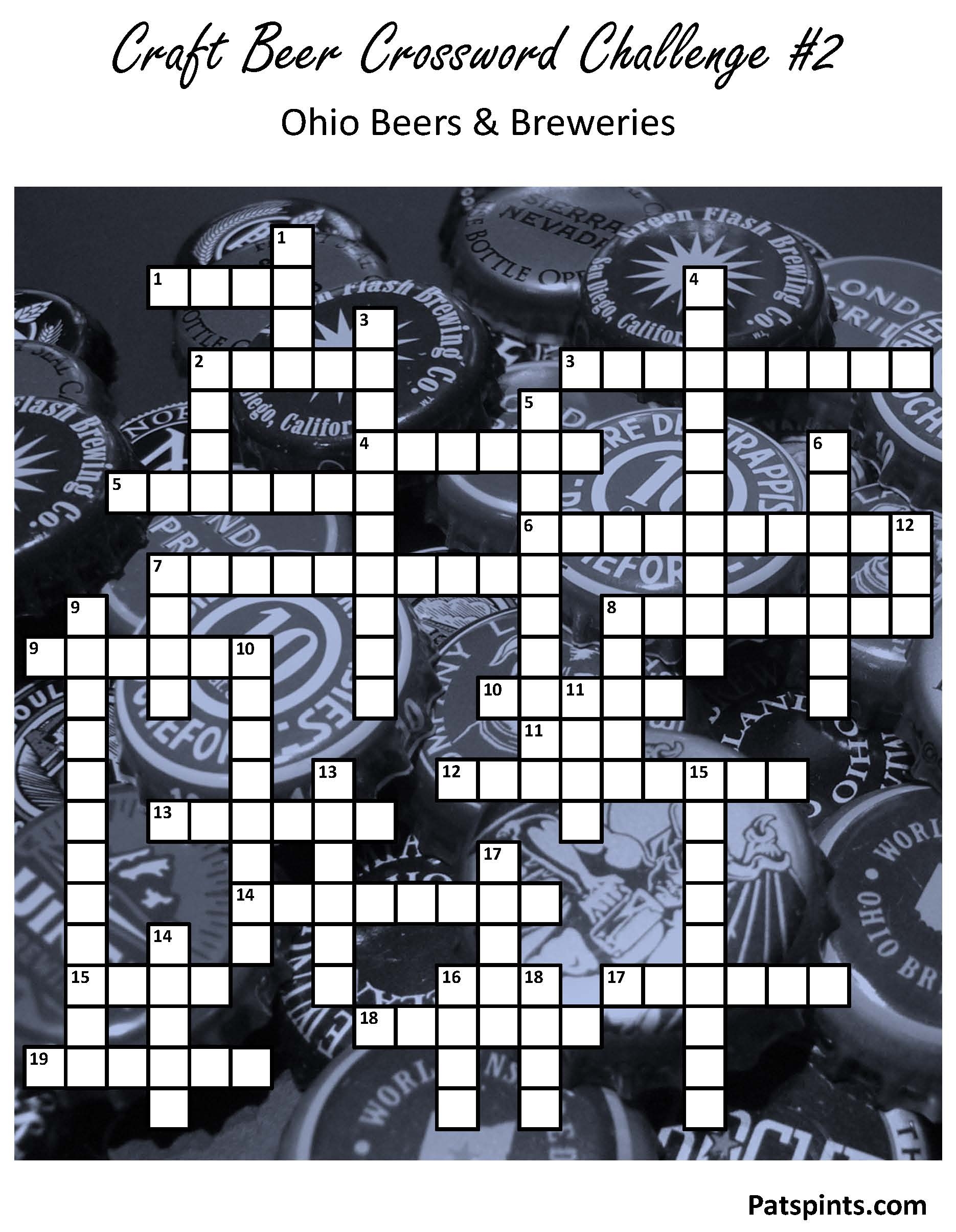 Ohio Craft Beer Crossword Puzzle Pat s Pints