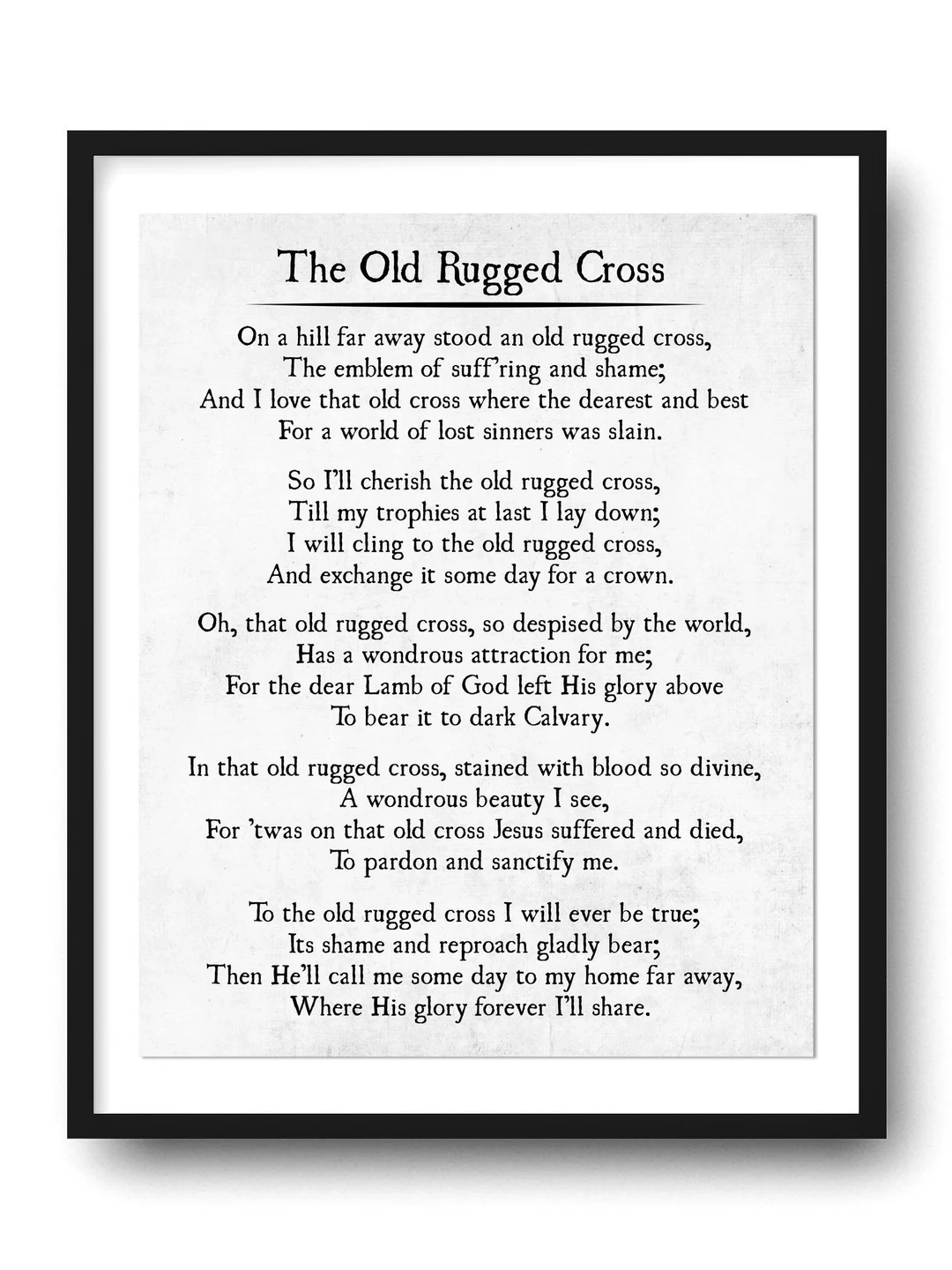 Old Rugged Cross Hymn Lyrics Christian Art Print Farmhouse Christian Decor Scripture Wall Art Inspirational Song Wall Art Unframed Etsy Canada
