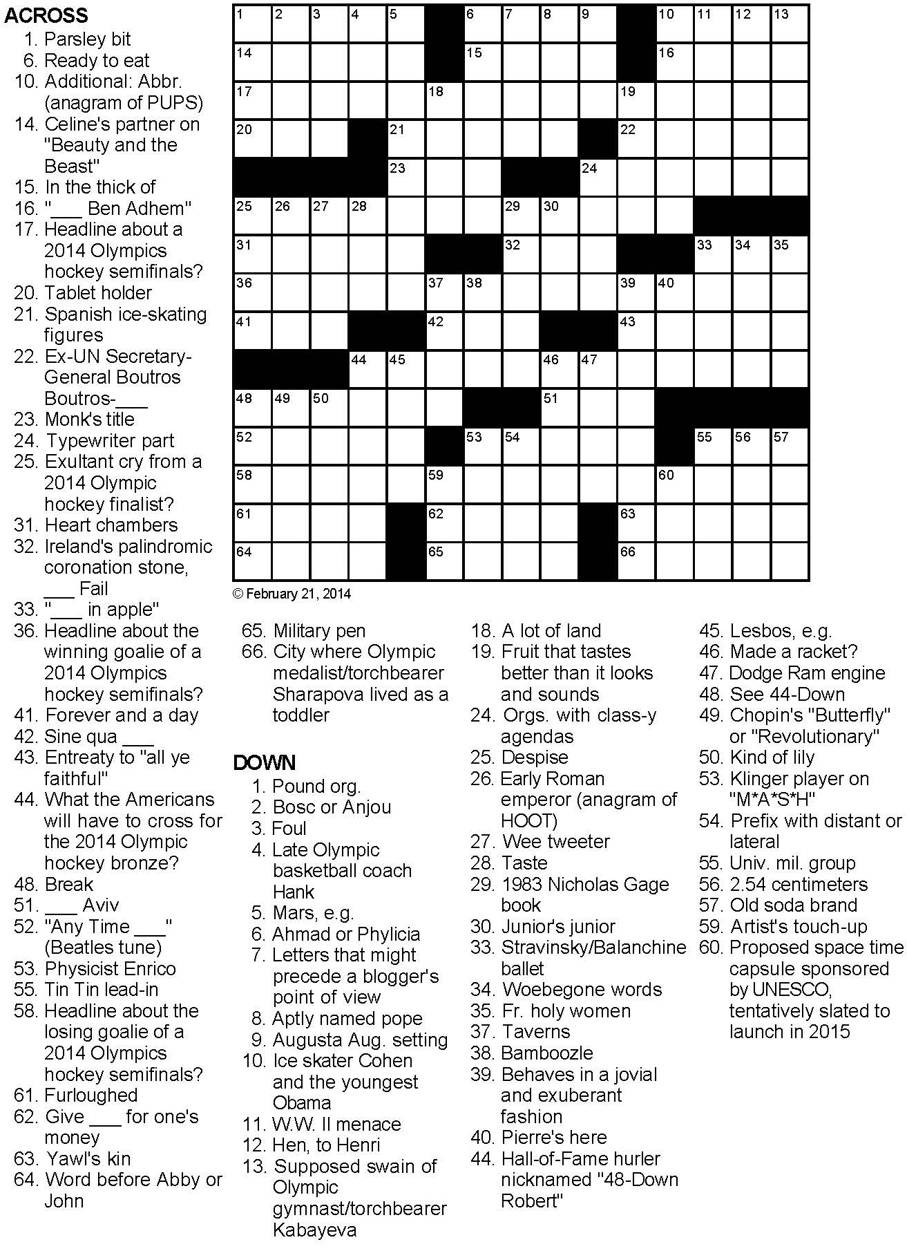 Olympic Hockey Shticks Crossword Puzzle Olympic Hockey Shticks Crossword Puzzle