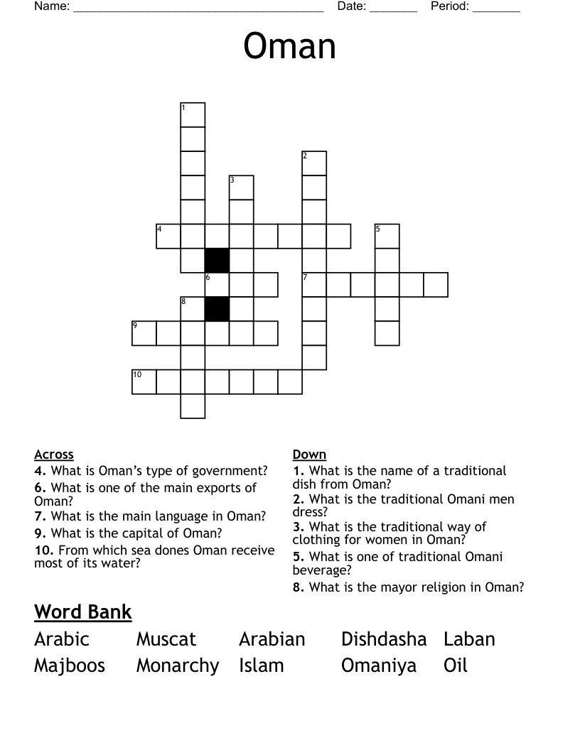 Oman Crossword WordMint