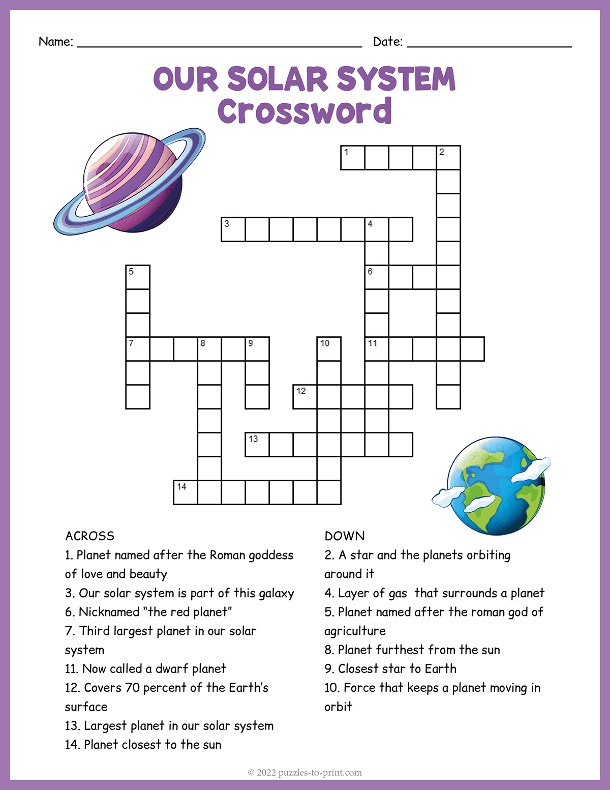 Our Solar System Crossword