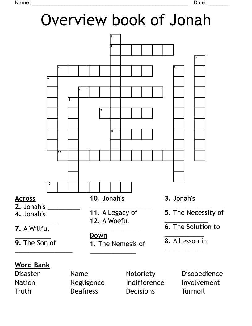 Overview Book Of Jonah Crossword WordMint