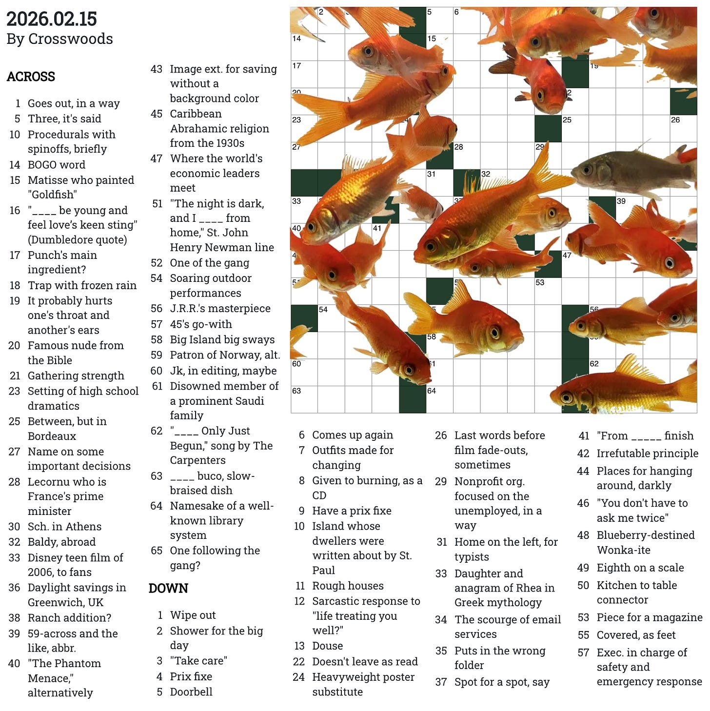 Painted Goldfish Weekly Crossword Puzzle By Dan Mr ik