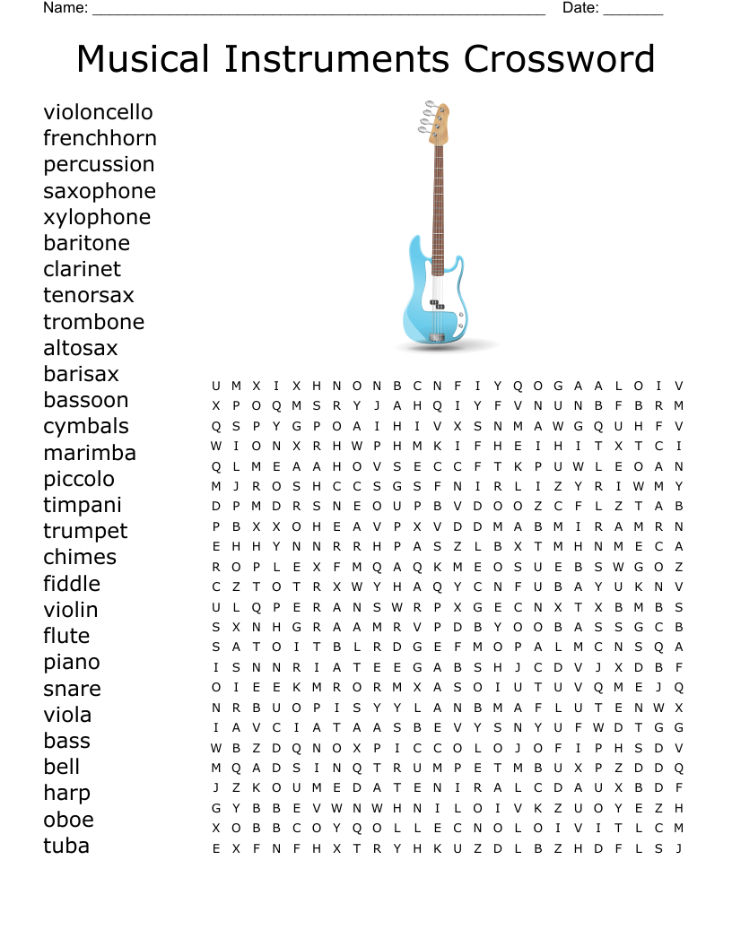 Percussion Instrument Crossword Puzzle WordMint