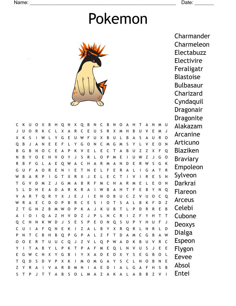 Pokemon And Xmas Word Search WordMint