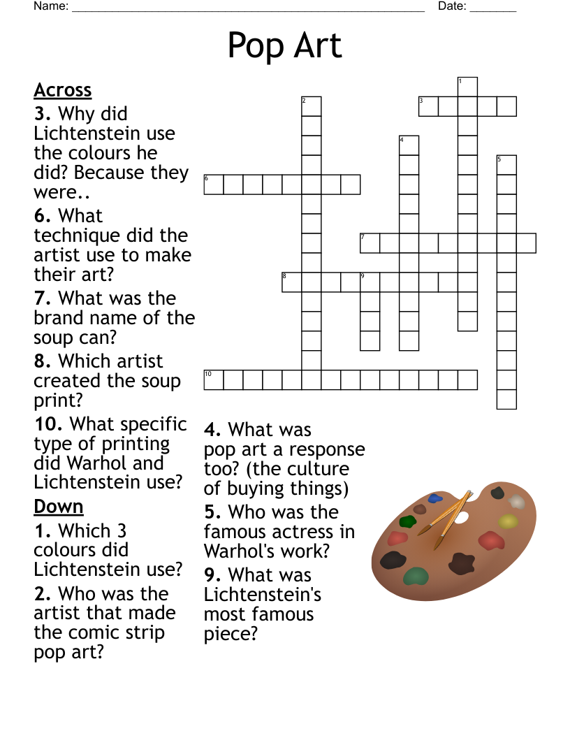 Pop Art Crossword WordMint