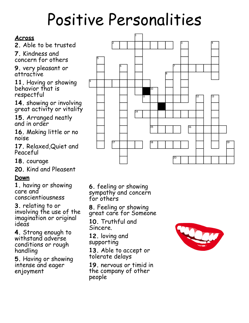Positive Qualities Crossword WordMint
