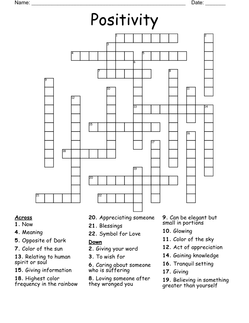 Positivity Crossword WordMint