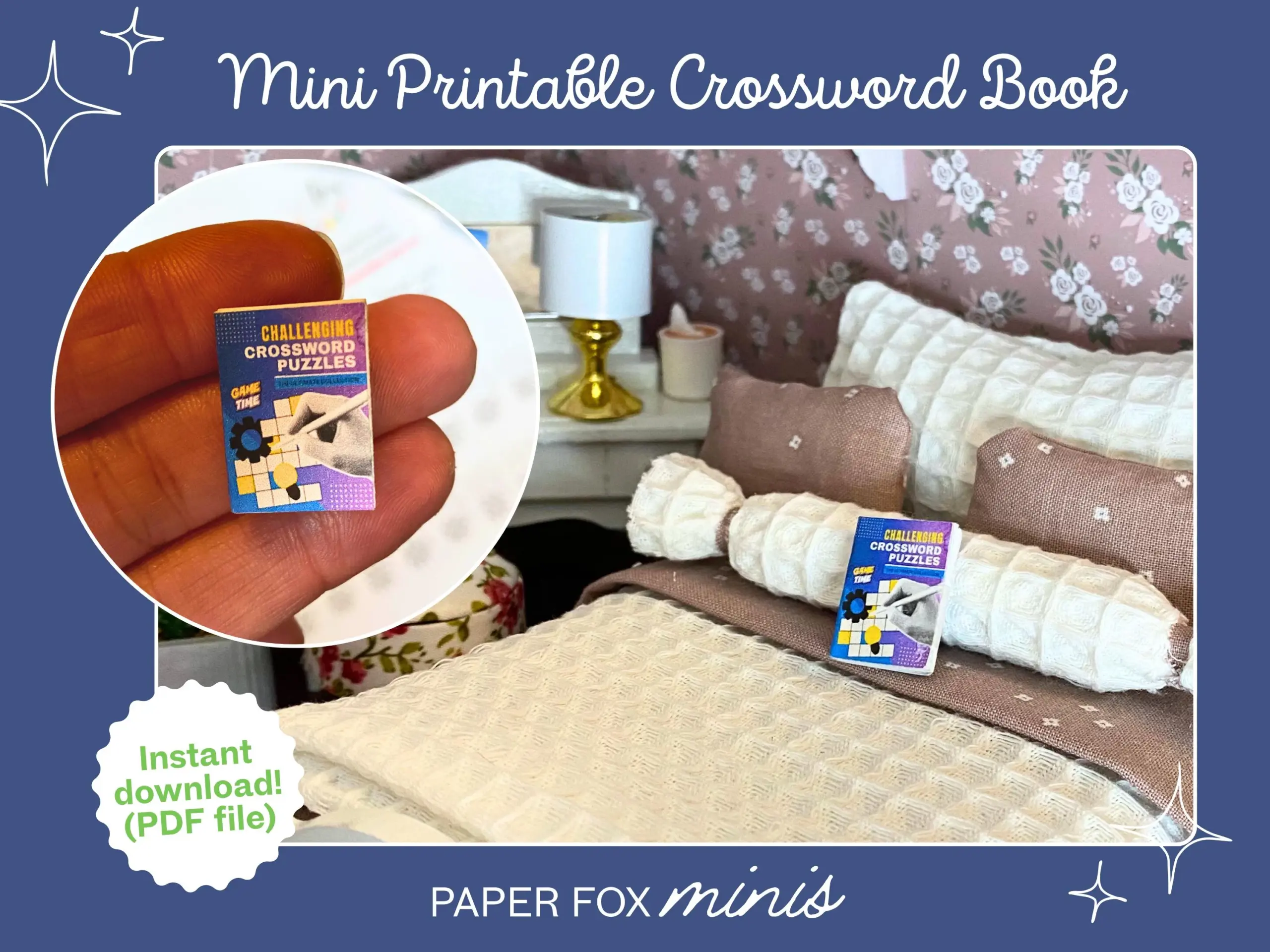 Printable Dollhouse Miniature Crossword Puzzle Book With Pages 1 12 Scale PDF Instant Download Etsy