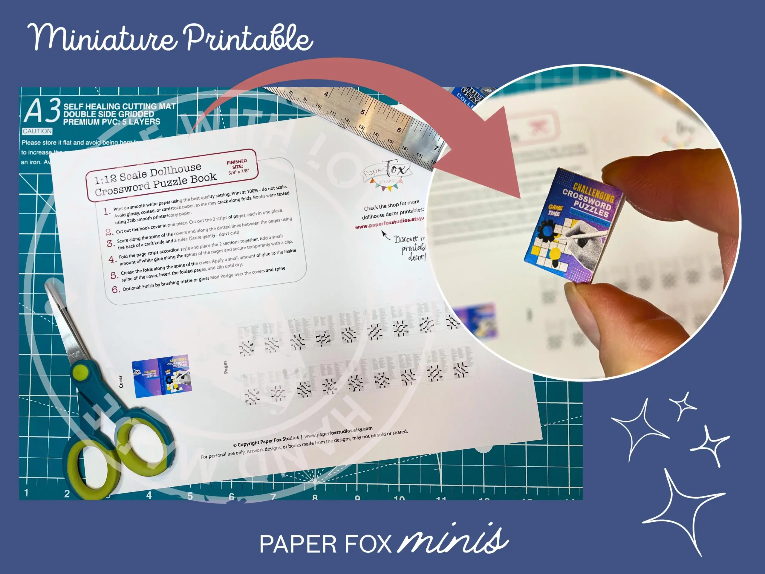 Printable Dollhouse Miniature Crossword Puzzle Book With Pages 1 12 Scale PDF Instant Download Etsy