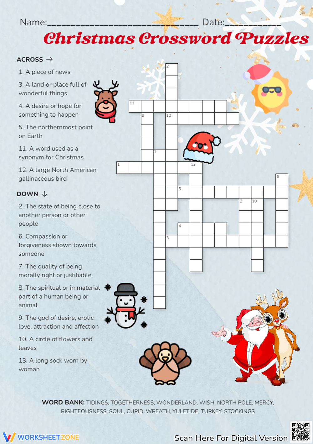 Printable Grade 8 Holidays Puzzle Worksheets