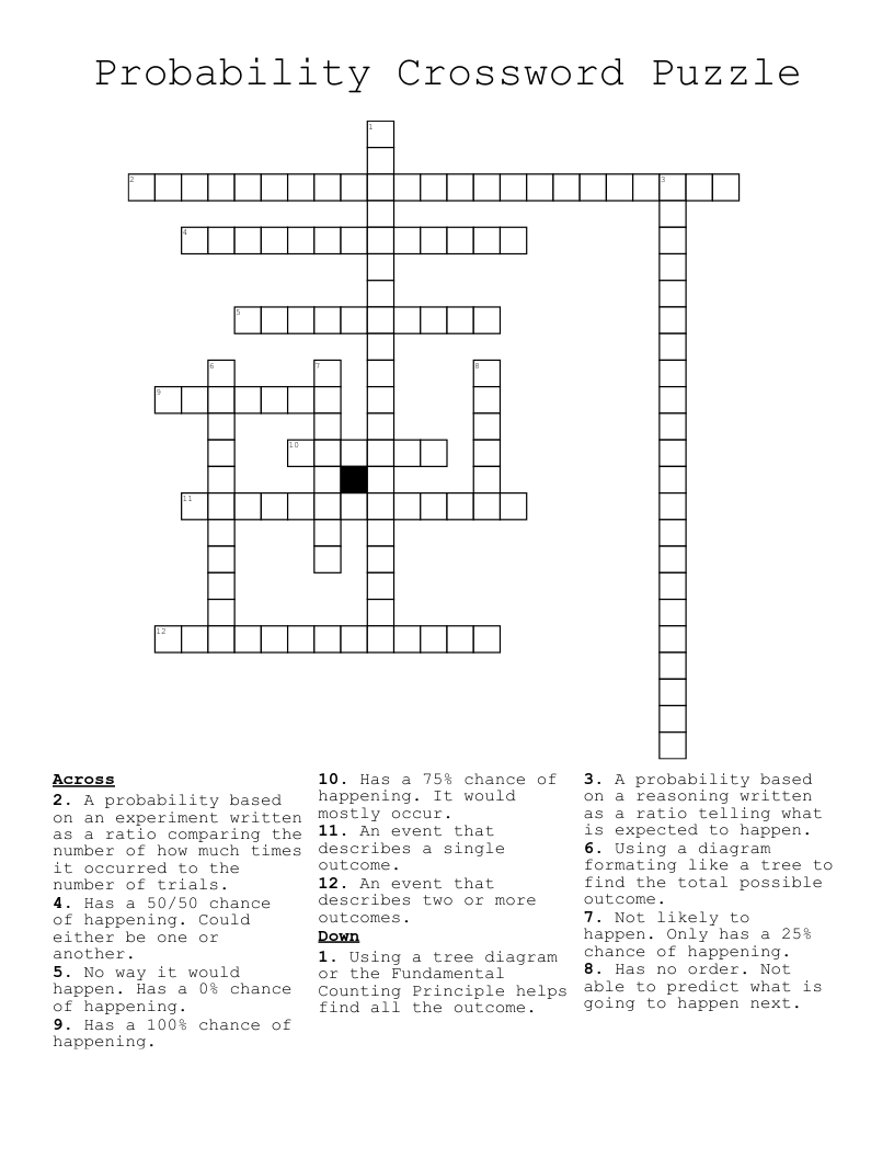 Probability Crossword Puzzle WordMint