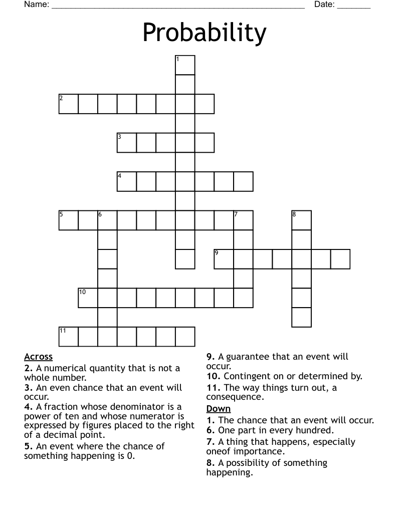 Probability Crossword WordMint Probability Crossword WordMint