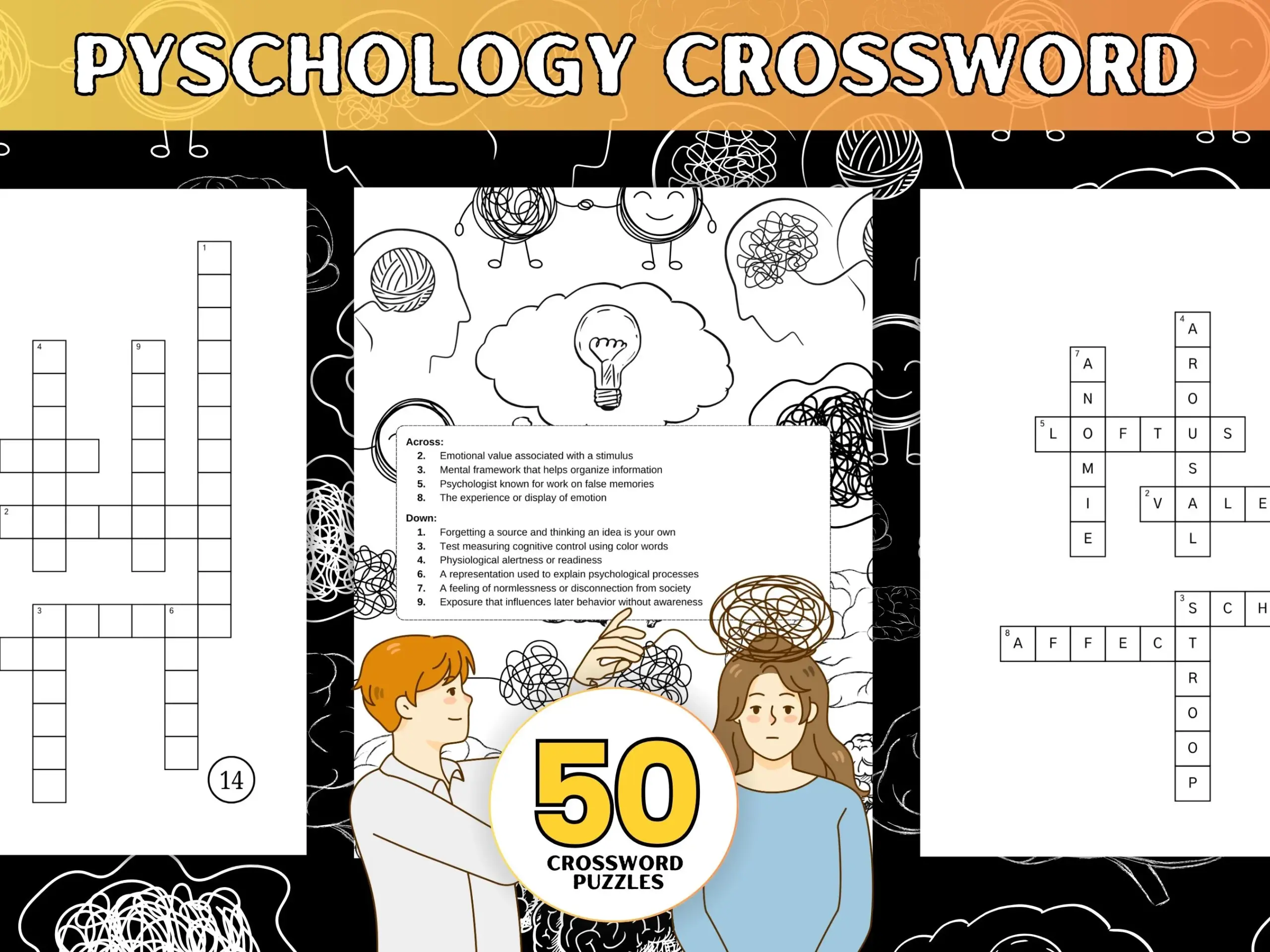 PSYCHOLOGISTS Printable Crossword 50 Psychology themed Puzzles PDF Brain Games For Students Professionals Instant Download Etsy Israel