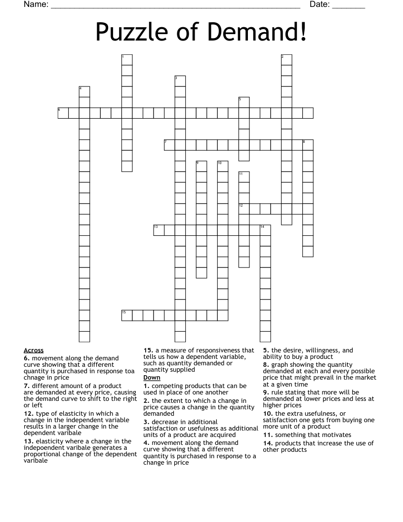 Puzzle Of Demand Crossword WordMint