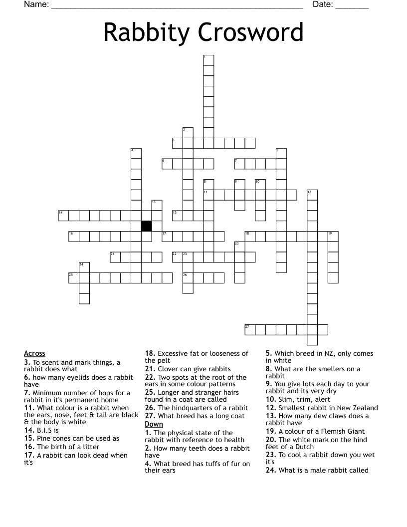 Rabbity Crosword Crossword WordMint