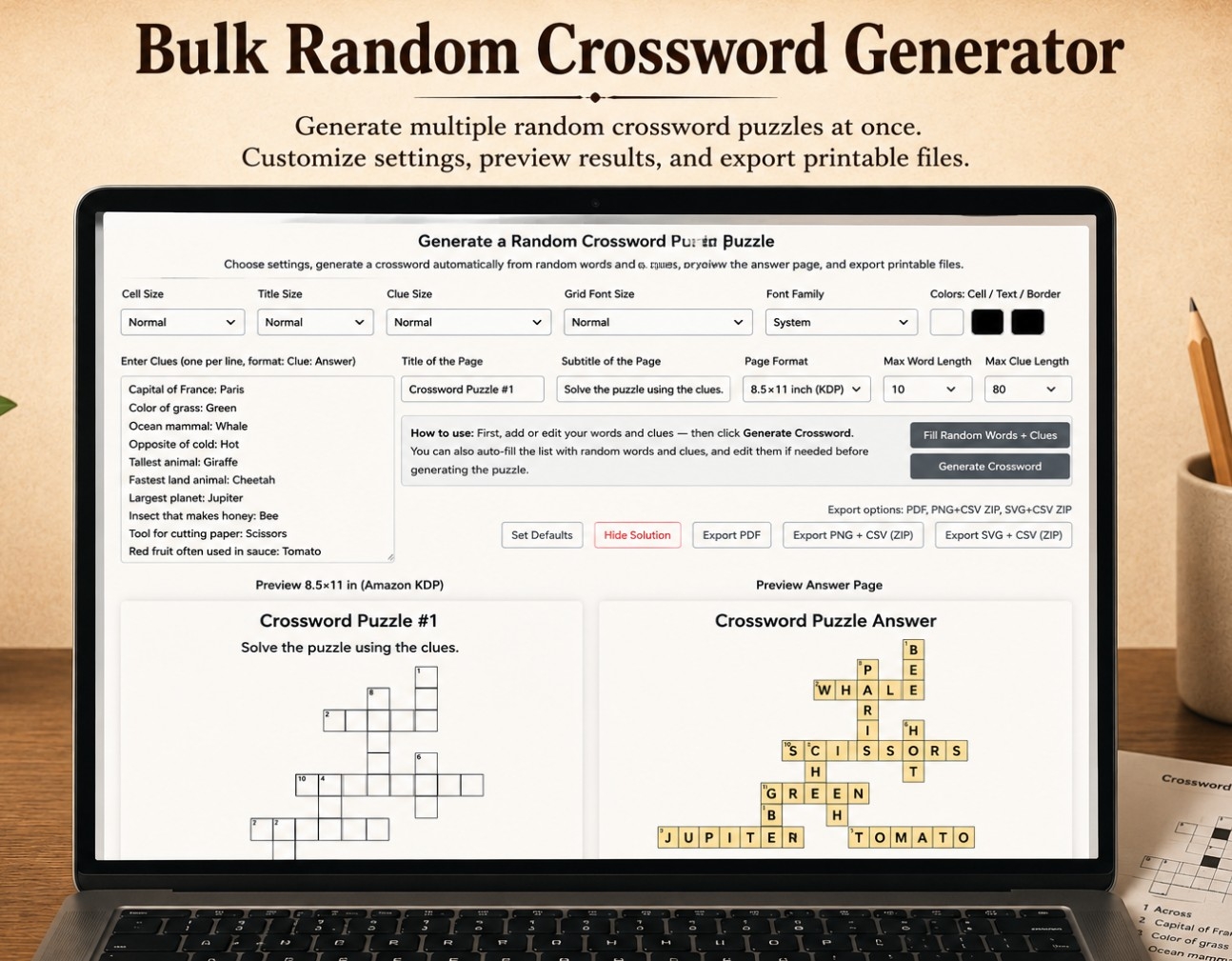 Random Words Crossword Generator Create Printable Crossword Packs Faster