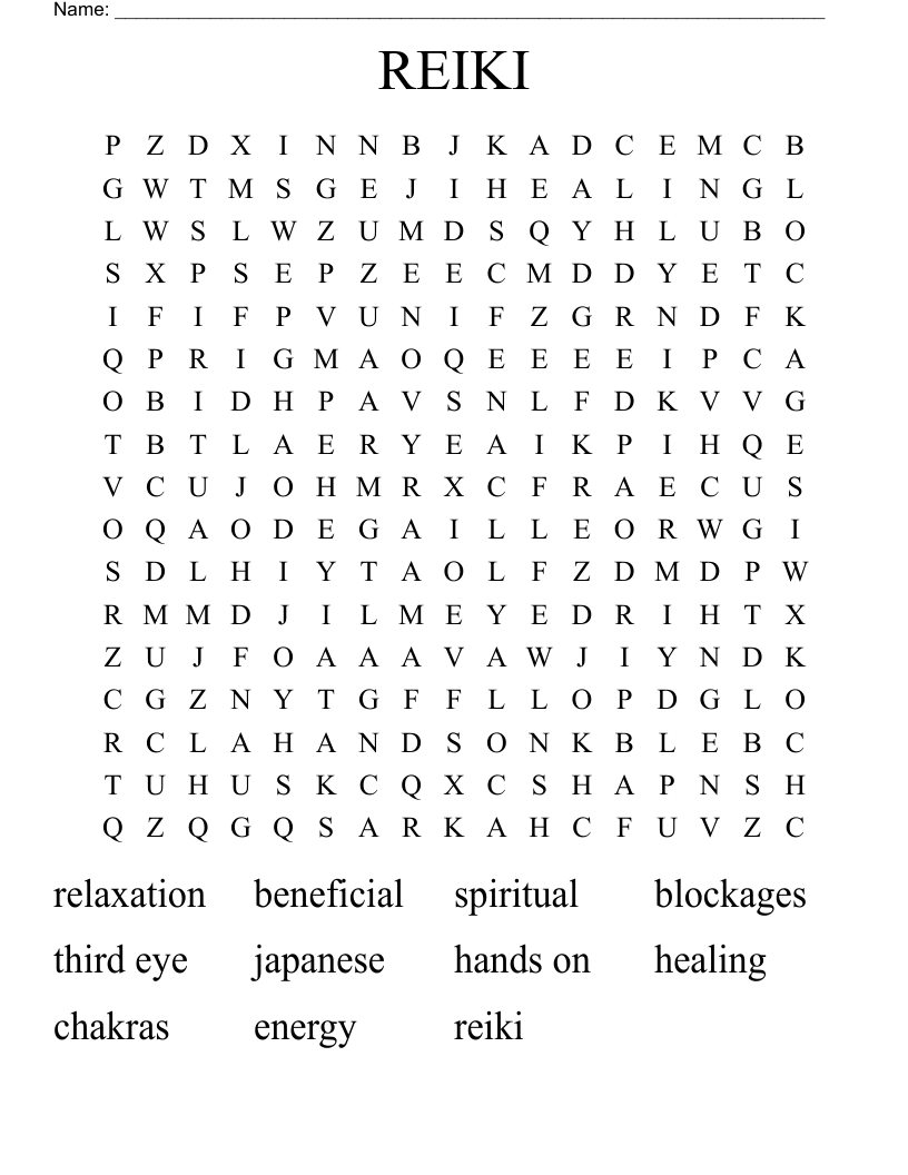 REIKI Word Search WordMint