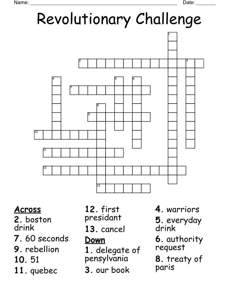 Revolutionary Challenge Crossword WordMint