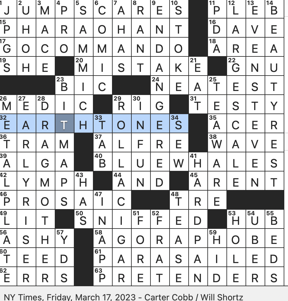 Rex Parker Does The NYT Crossword Puzzle Alternatives To GIFs FRI 3 17 23 Slangy Lunch Fare Gel ocity Maker Join A Boxer Rebellion Dense Buildup In Makeup Powder Containers Queen With A Protege